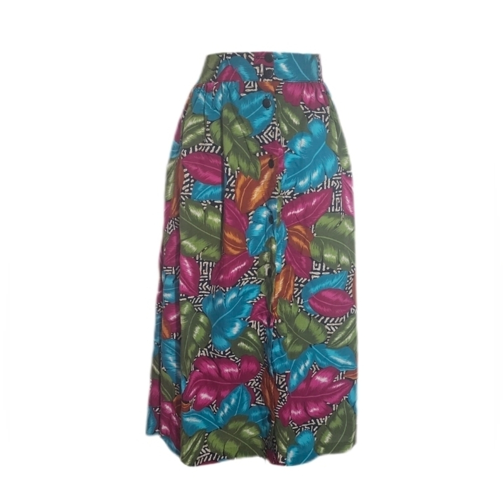 Cristen Stevens Skirt Floral Button Down Front Midi Pink Size S